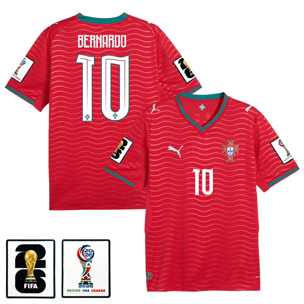 Bernardo Silva 10 Portugal National Team 2026 x World Cup Patch Home Jersey - Red, Men - Jersey Teams