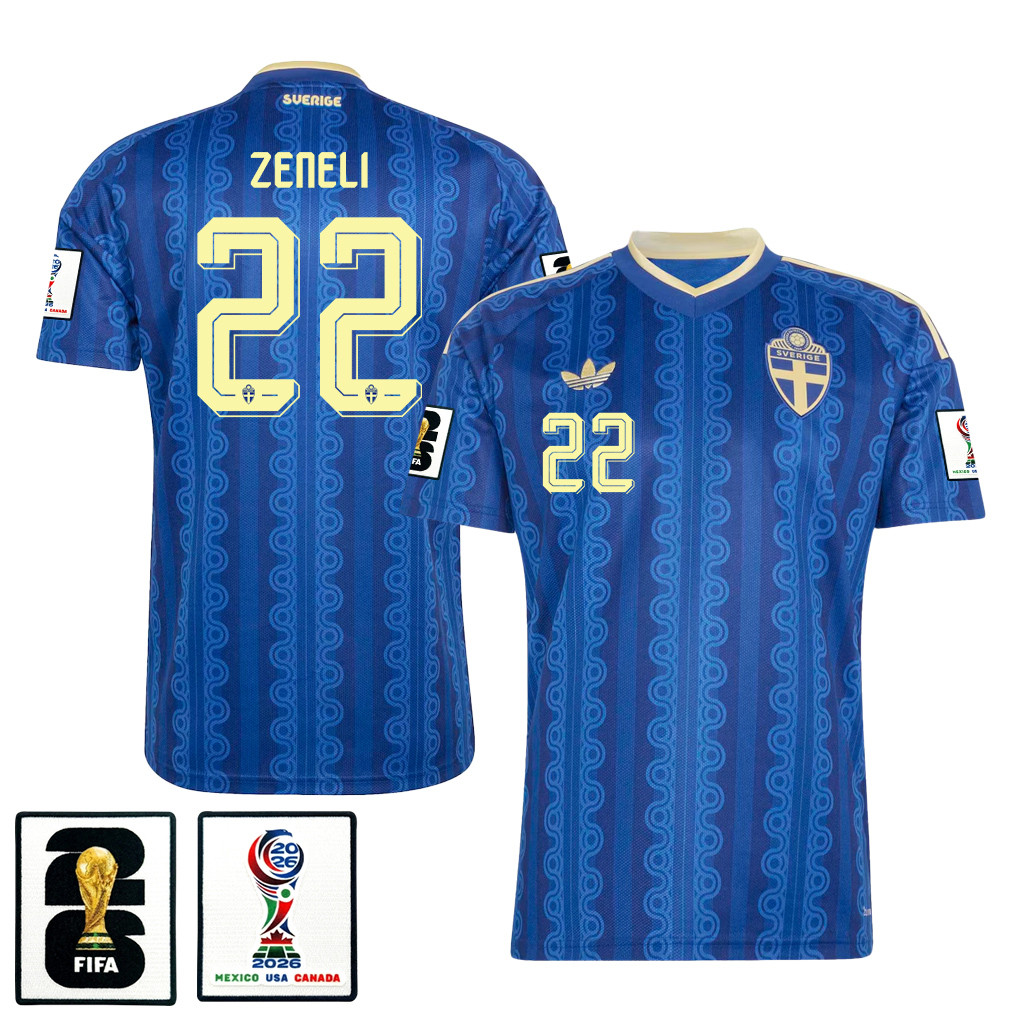 Besfort Zeneli 22 Sweden National Team 2026 Away Jersey - Blue, Men - Jersey Teams
