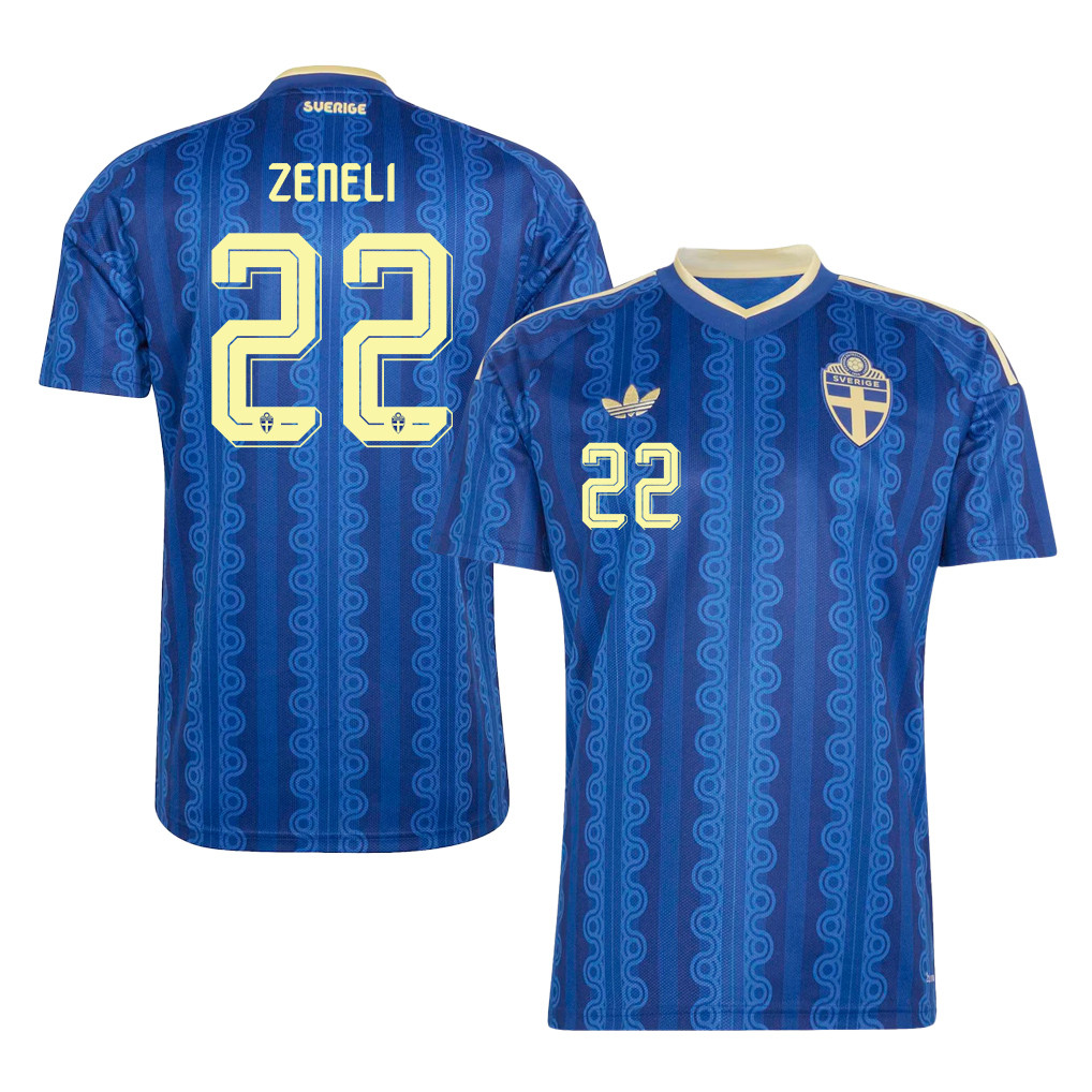 Besfort Zeneli 22 Sweden National Team 2026 Away Jersey - Blue, Men - Jersey Teams