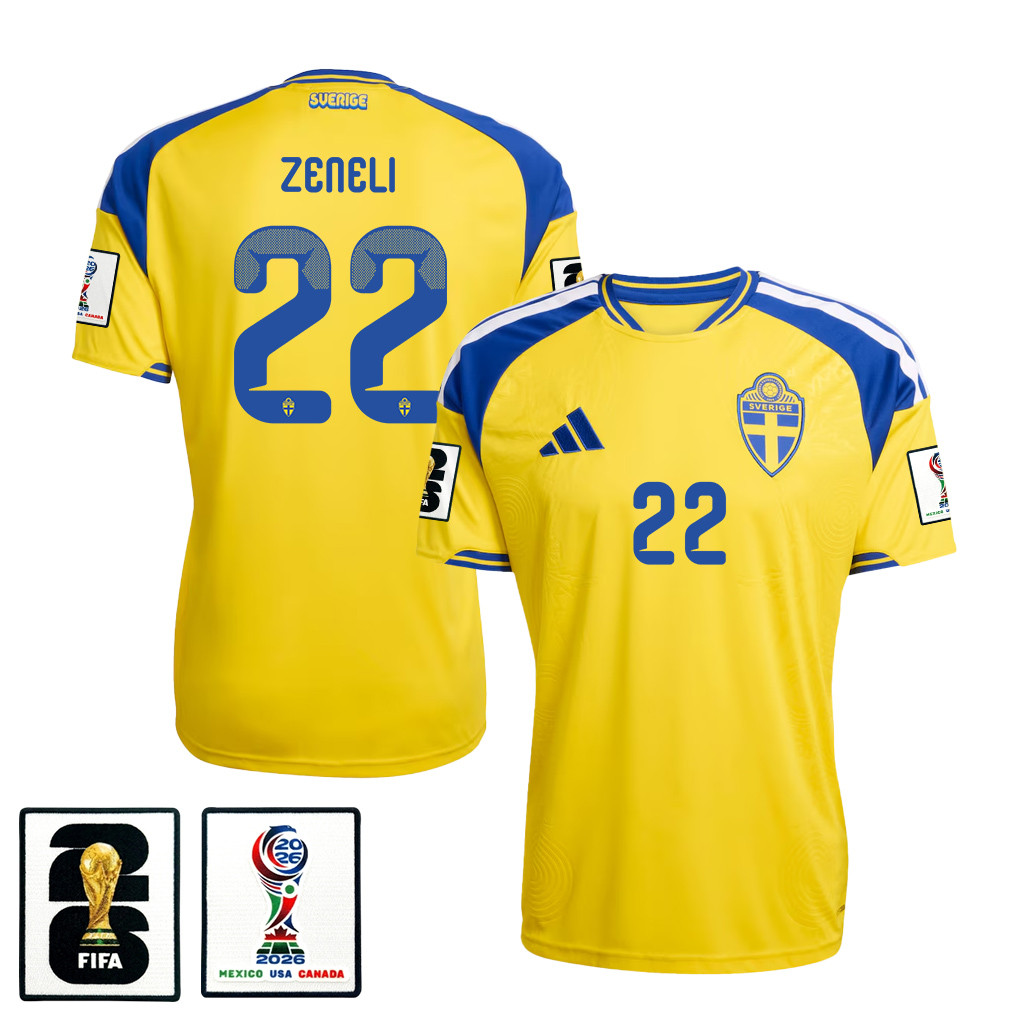 Besfort Zeneli 22 Sweden National Team 2026 x World Cup Patch Home Jersey - Yellow, Men - Jersey Teams