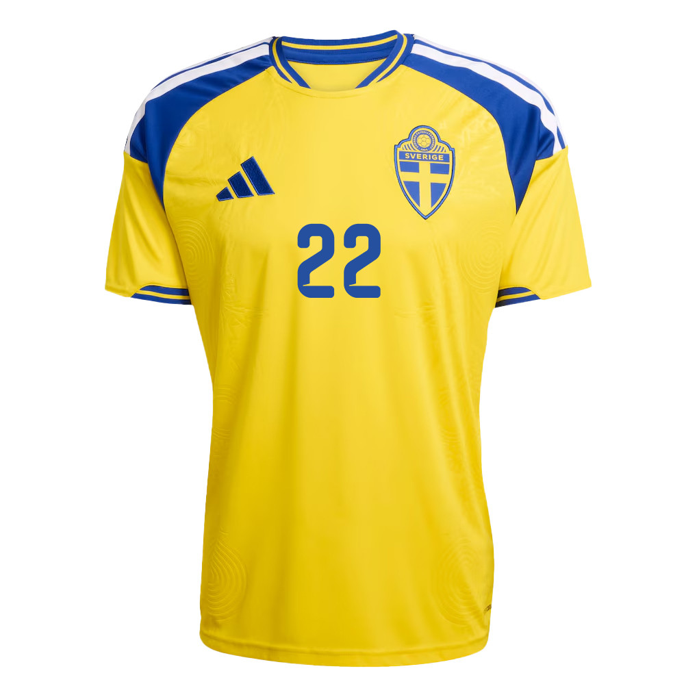 Besfort Zeneli 22 Sweden National Team 2026 x World Cup Patch Home Jersey - Yellow, Men - Jersey Teams