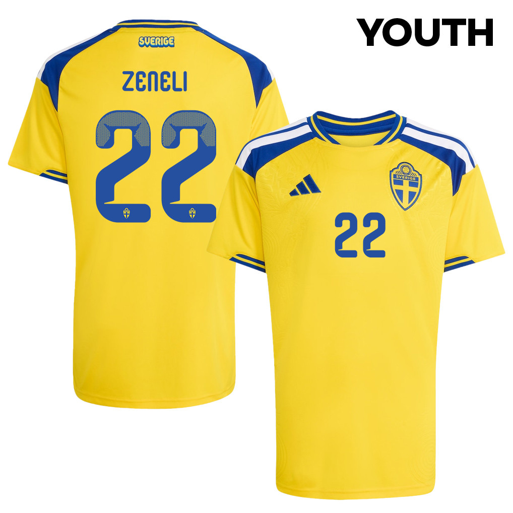 Besfort Zeneli 22 Youth Sweden National Team 2026 Home Jersey - Yellow - Jersey Teams