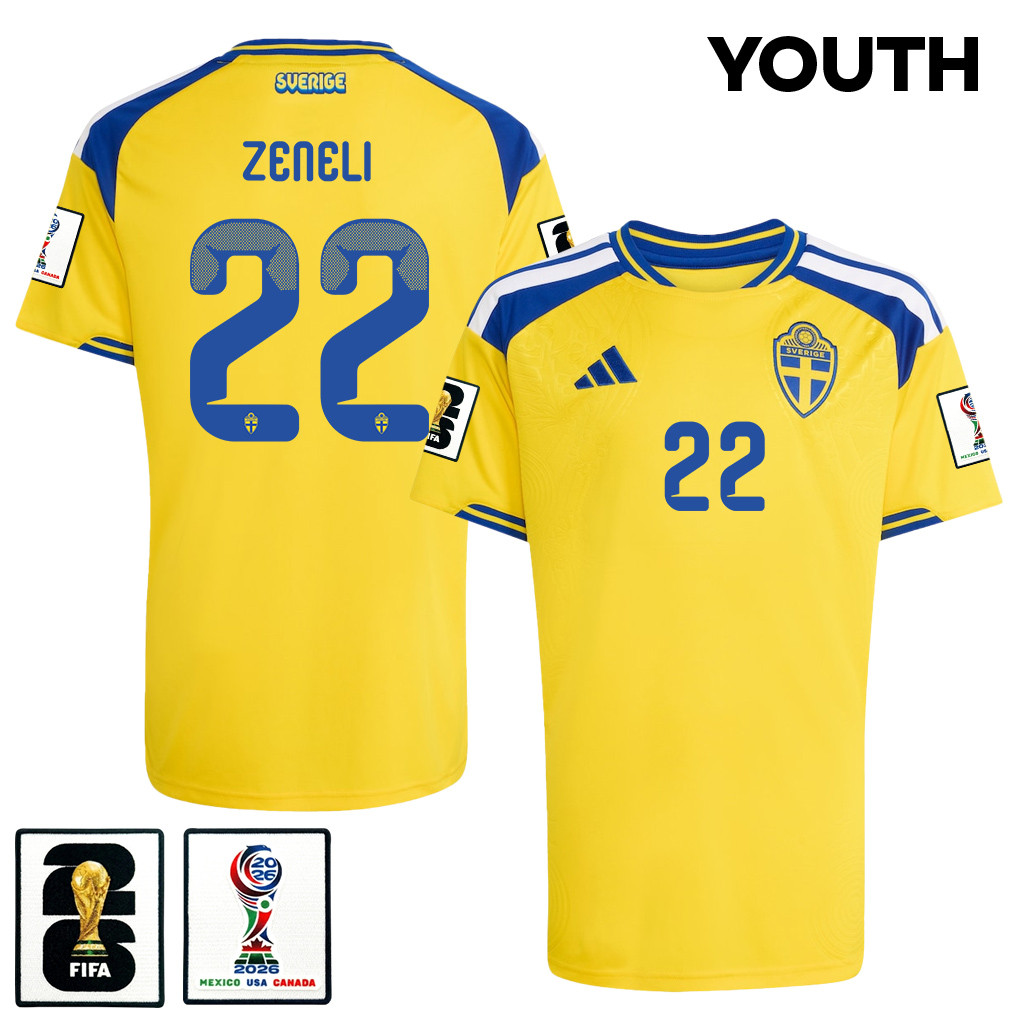Besfort Zeneli 22 Youth Sweden National Team 2026 Home Jersey - Yellow - Jersey Teams