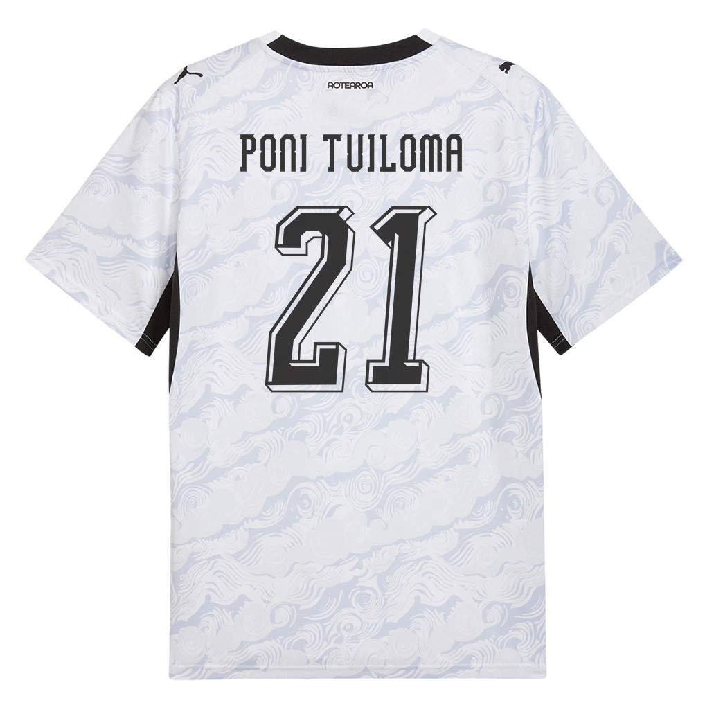 Bill Poni Tuiloma 21 New Zealand National Team 2026 Away Jersey - White, Men - Jersey Teams