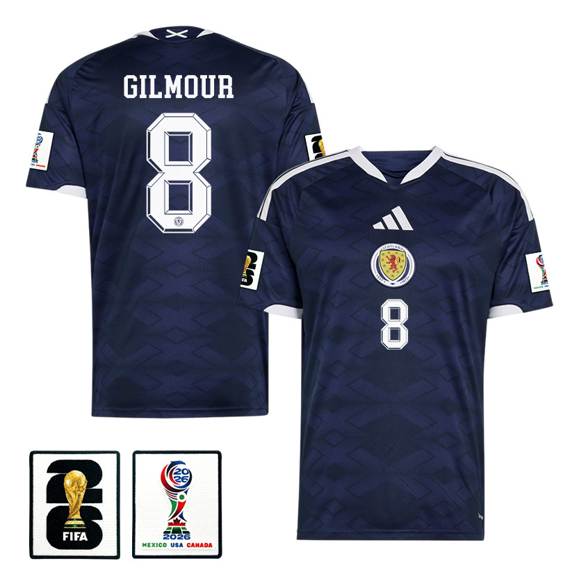 Billy Gilmour 8 Scotland National Team 2026 x World Cup Patch Home Jersey - Navy, Men - Jersey Teams