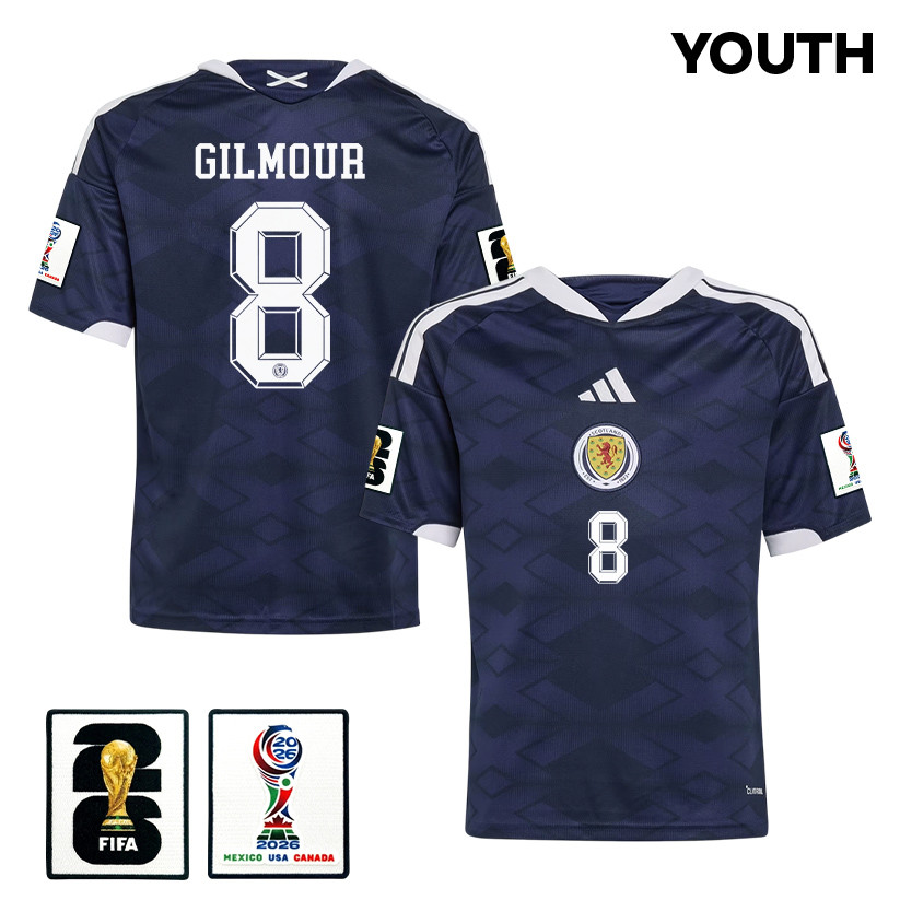 Billy Gilmour 8 Youth Scotland National Team 2026 Home Jersey - Navy - Jersey Teams