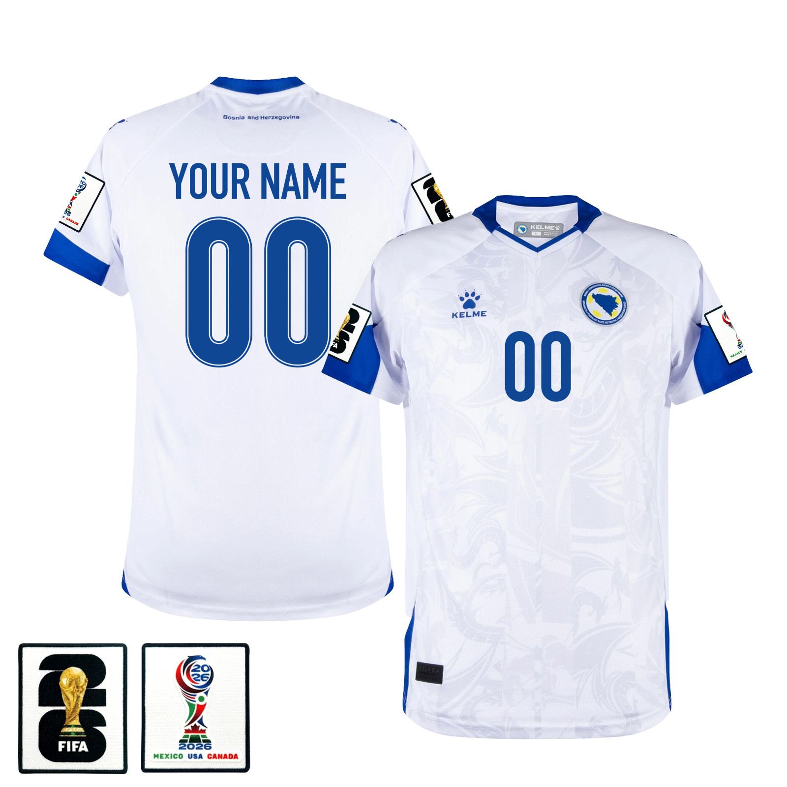Bosnia and Herzegovina 2026 Away Jersey – Personalized – White, Men – Jersey Teams