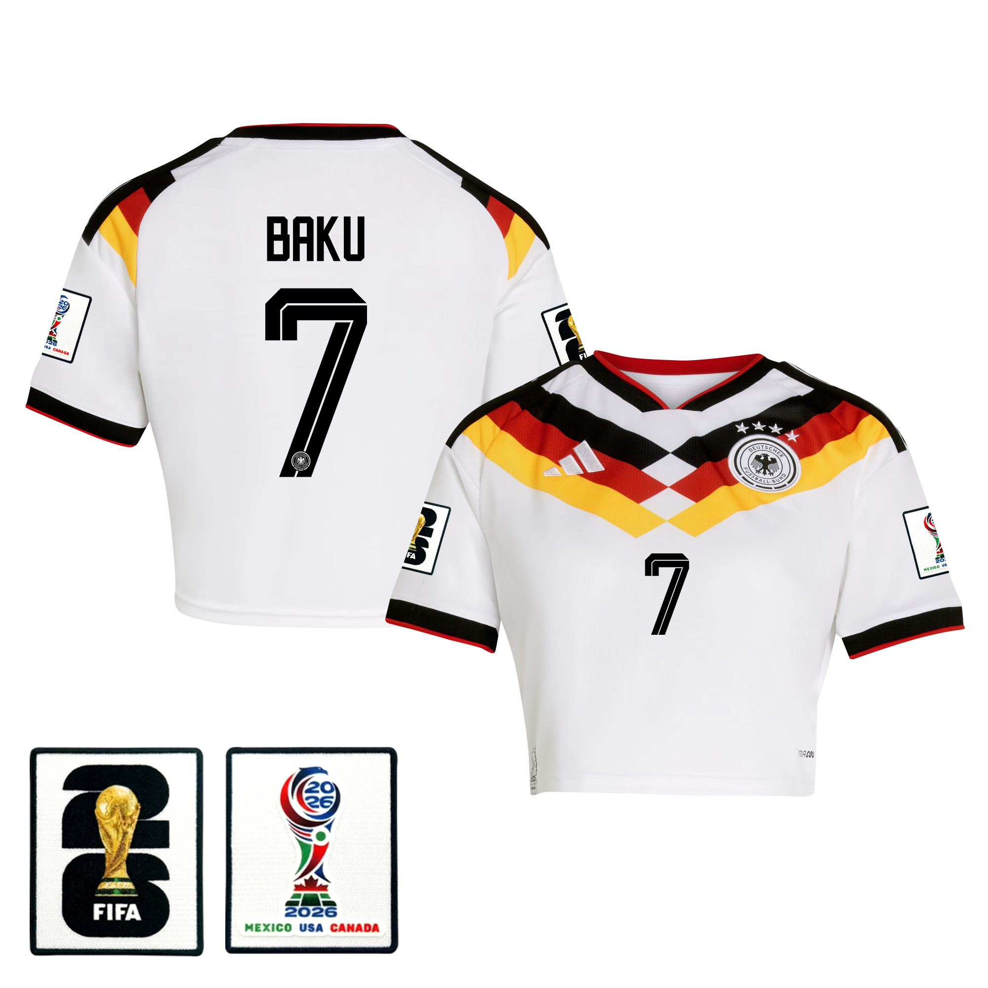 Bote Baku 7 Germany 2026 Home Women’s Cropped Jersey - White - Jersey Teams