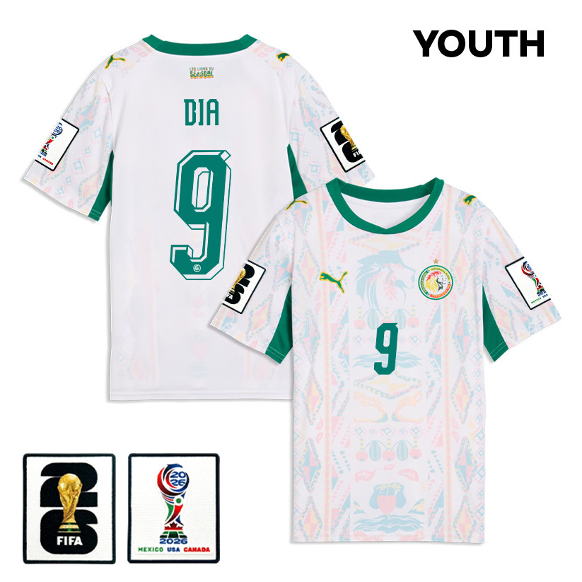 Boulaye Dia 9 Youth Senegal National Team 2026 Home Jersey - White - Jersey Teams