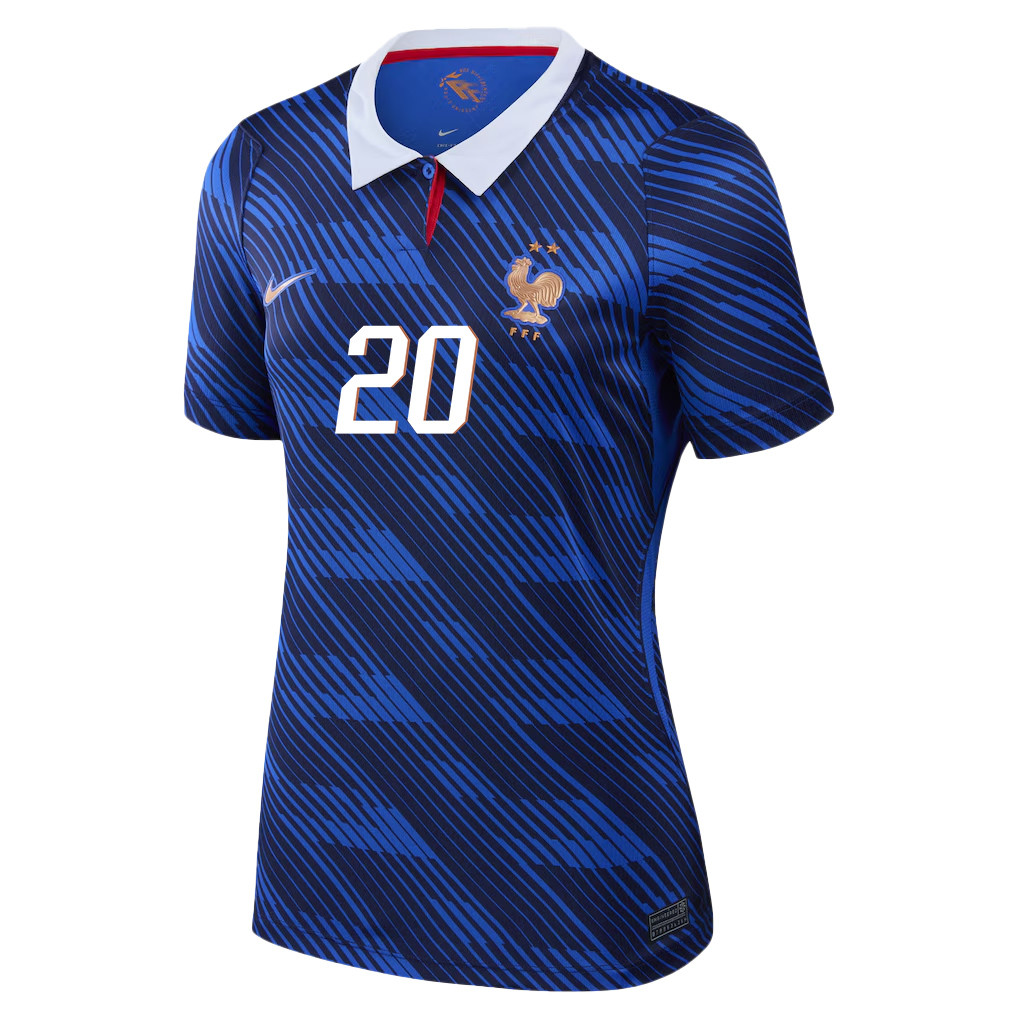 Bradley Barcola 20 Women's France National Team 2026 Home Jersey - Blue - Jersey Teams
