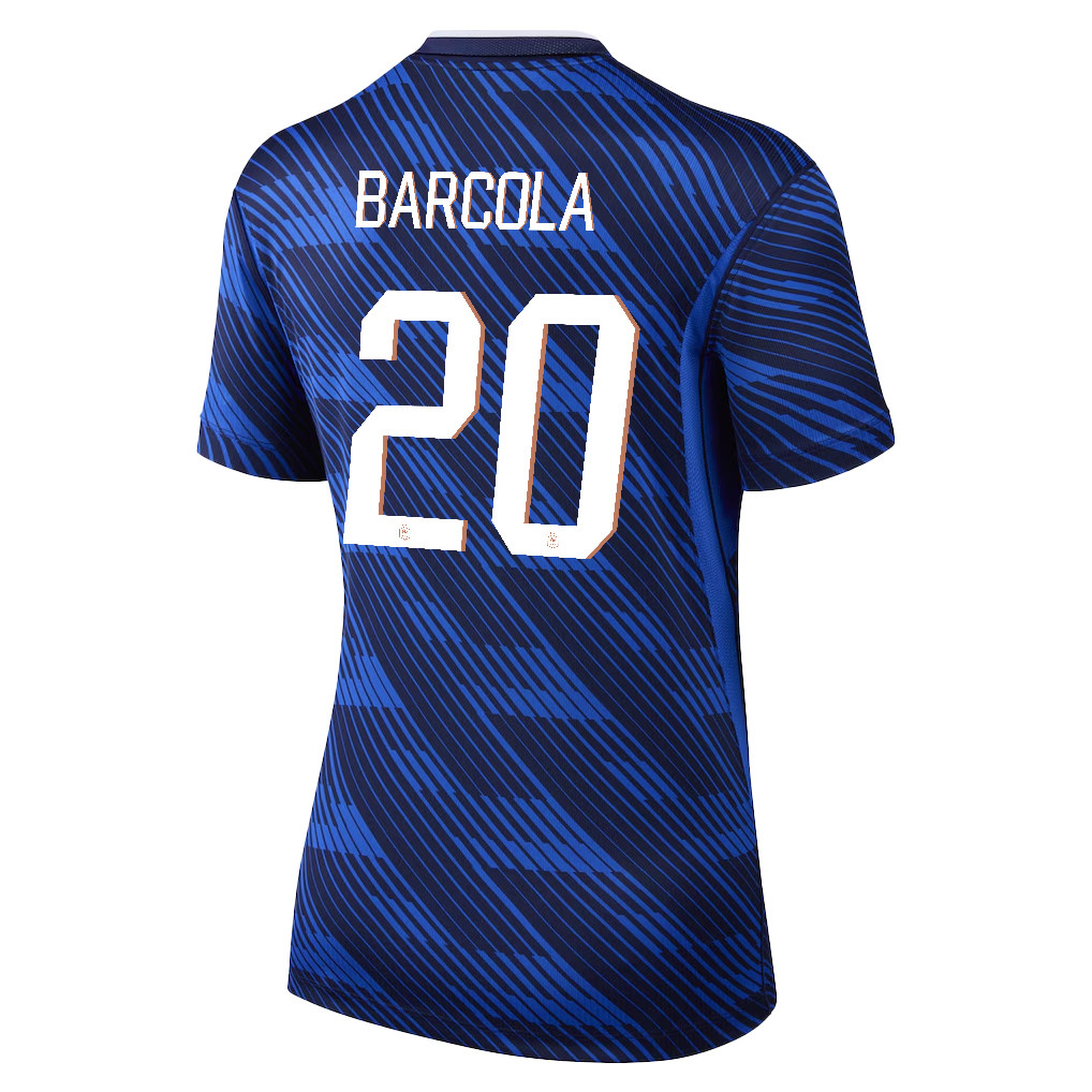 Bradley Barcola 20 Women's France National Team 2026 Home Jersey - Blue - Jersey Teams