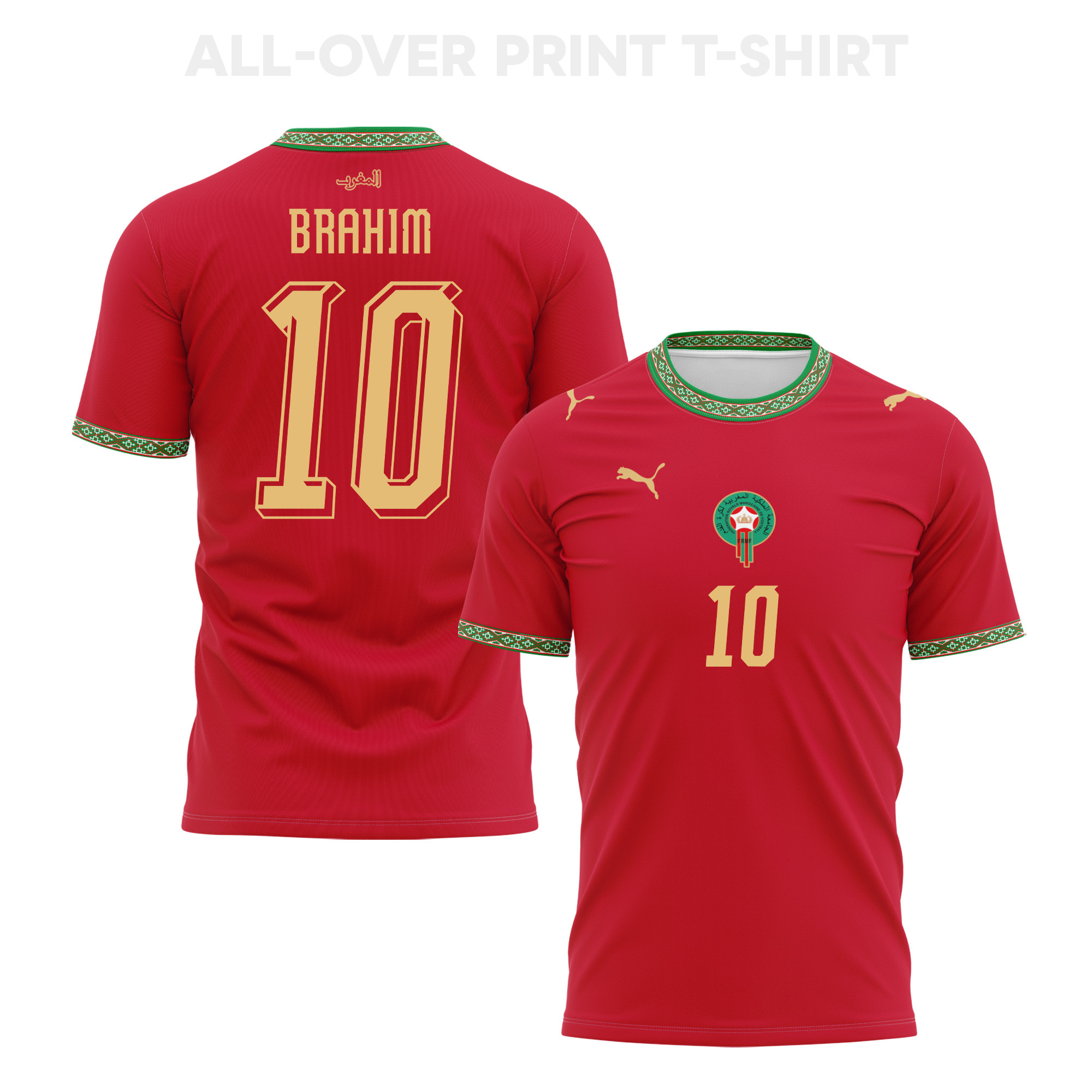 Brahim DÃaz 10 Morocco 2026 Home 3D T-Shirt Fully Printed – Unisex, Red - Jersey Teams