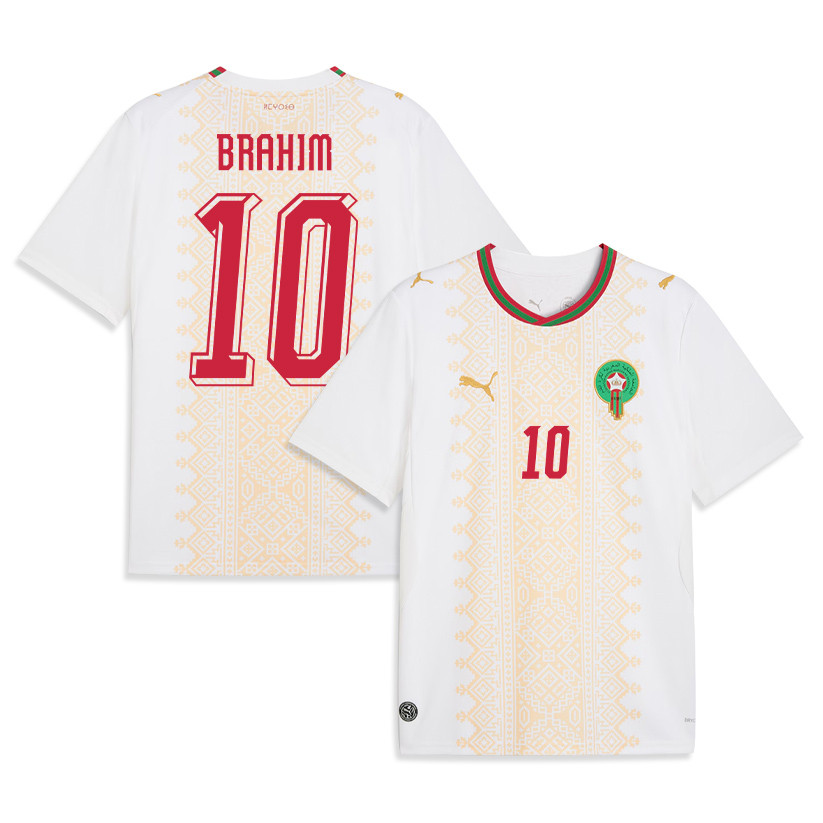 Brahim Díaz 10 Morocco National Team 2026 Away Jersey - White, Men - Jersey Teams