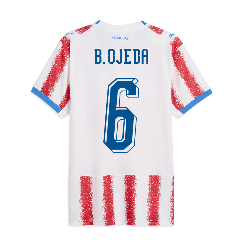 Braian Ojeda 6 Youth Paraguay National Team 2026 Home Jersey - White/Red - Jersey Teams