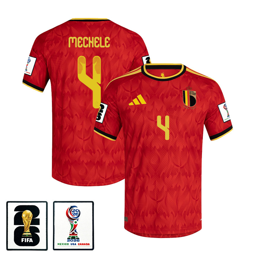 Brandon Mechele 4 Belgium National Team 2026 x World Cup Patch Home Jersey - Red, Men - Jersey Teams