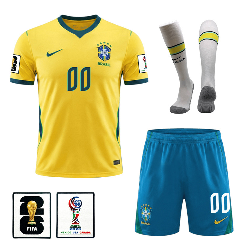 Brazil 2026 Home Men Kit Set – Personalized – Yellow – Jersey Teams