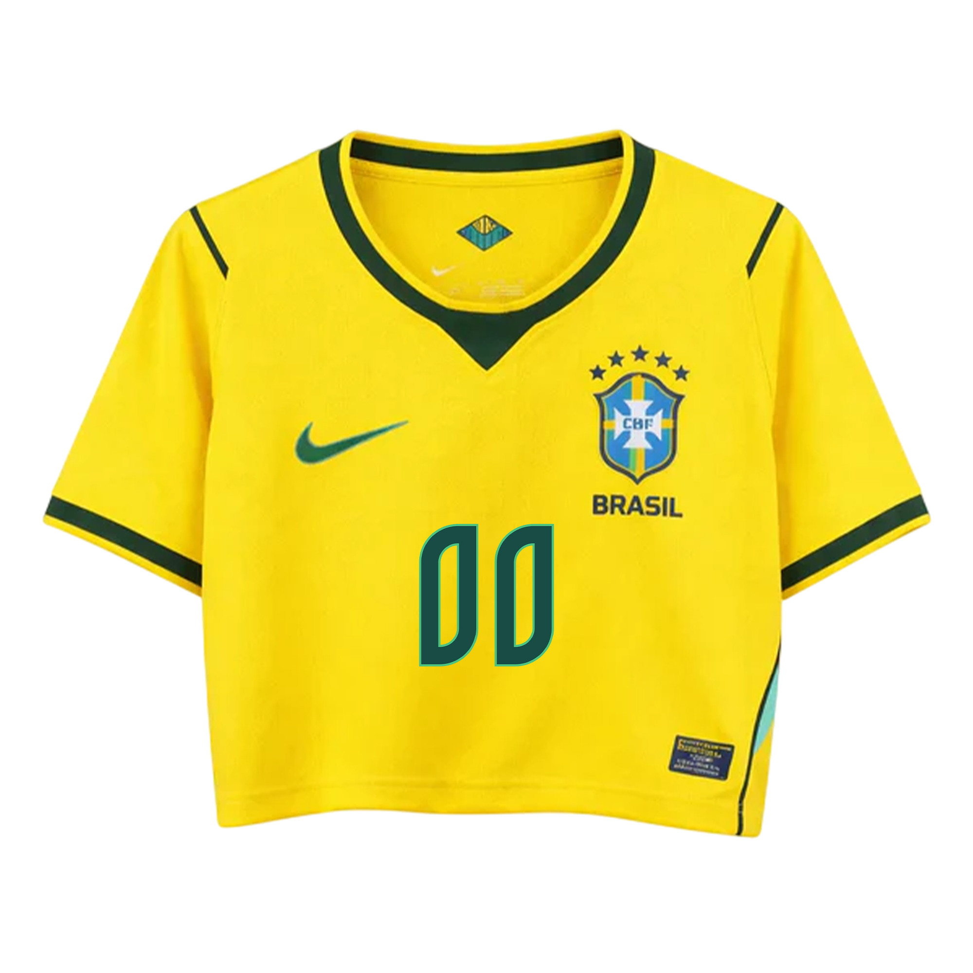 Brazil 2026 Home Personalized Women’s Cropped Jersey - Yellow - Jersey Teams
