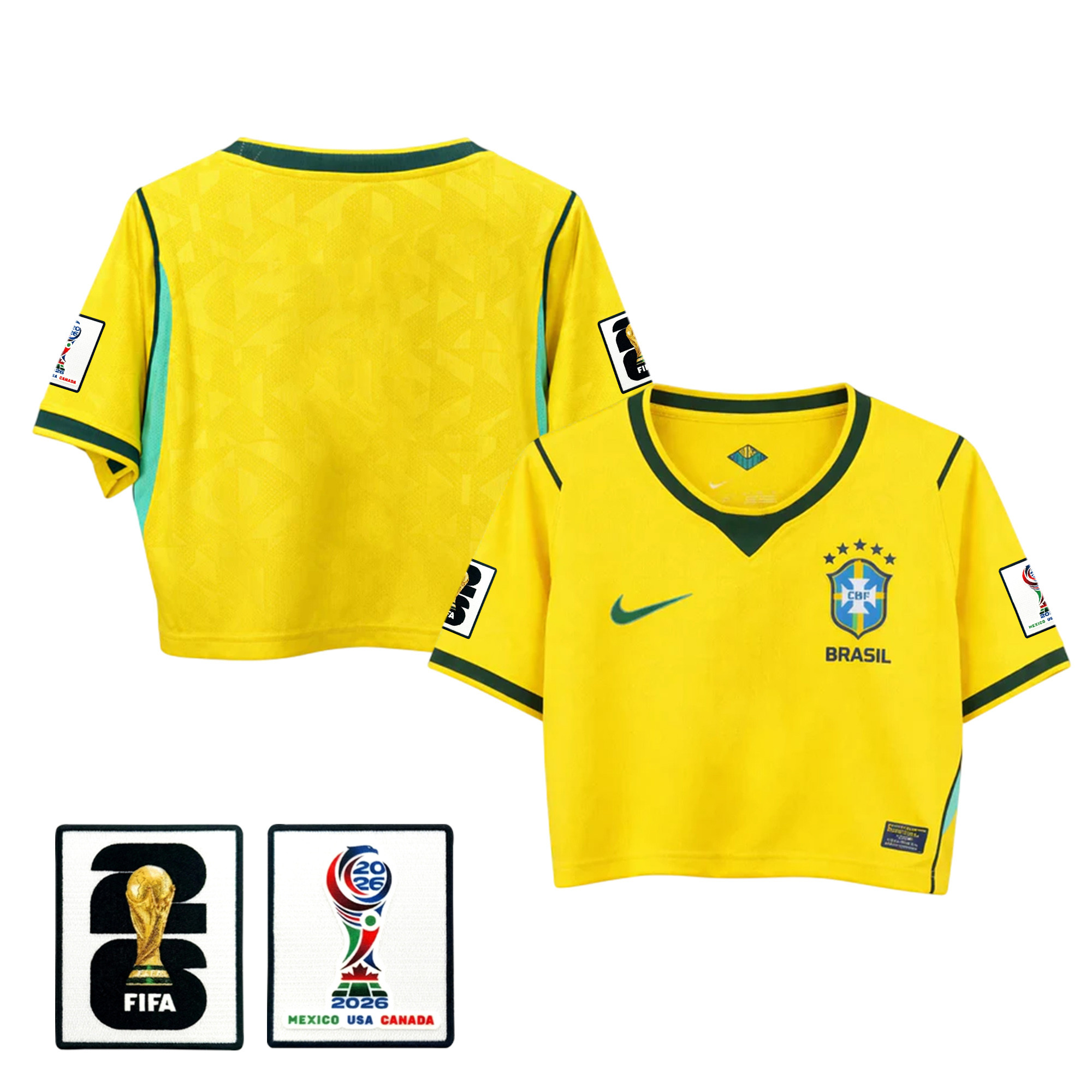 Brazil 2026 Home Women’s Cropped Jersey – Yellow – Jersey Teams