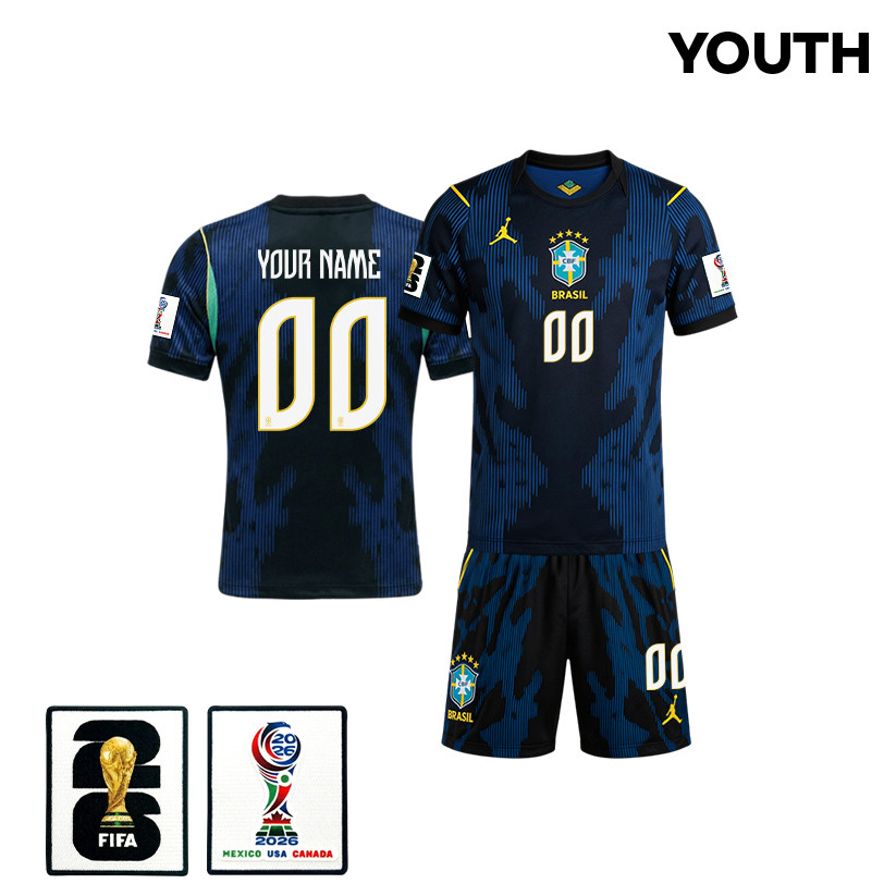 Brazil 2026 YOUTH Away Jersey & Shorts Set – Personalized – Blue – Jersey Teams