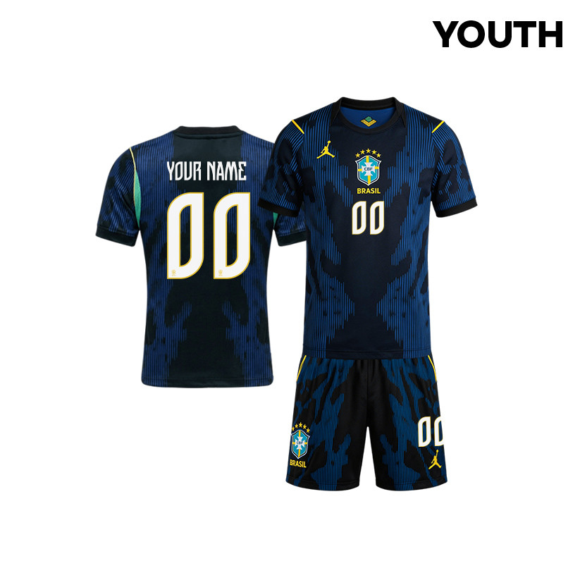 Brazil 2026 YOUTH Away Jersey & Shorts Set - Personalized - Blue - Jersey Teams