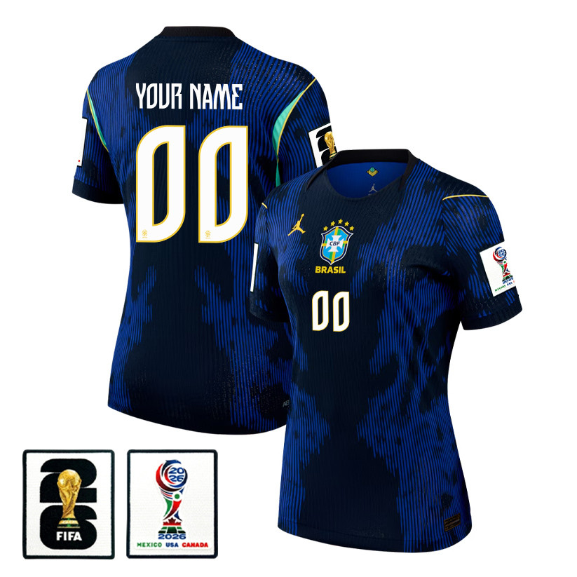 Brazil National Team 2026 Women’s Personalized Away Jersey – Blue – Jersey Teams