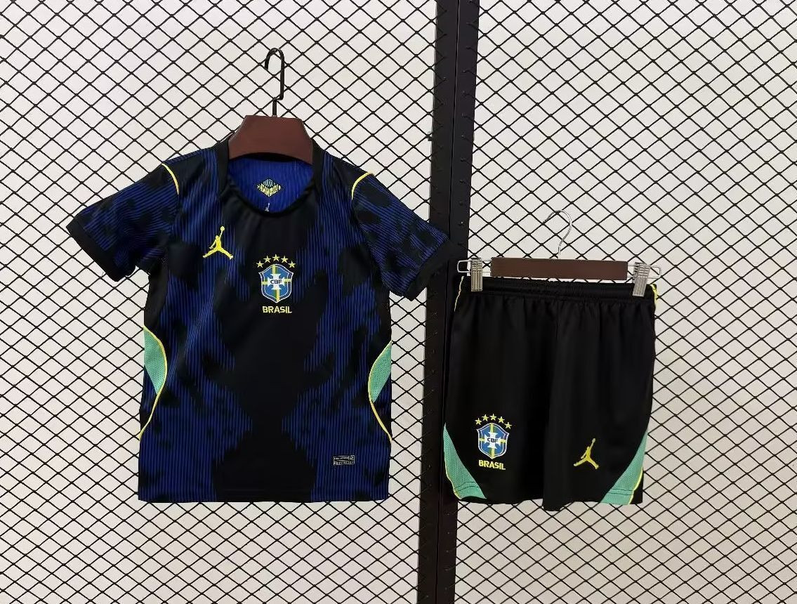 Brazil National Team 2026 World Cup Away Youth Kit - Children Soccer Set, Navy - Jersey Teams