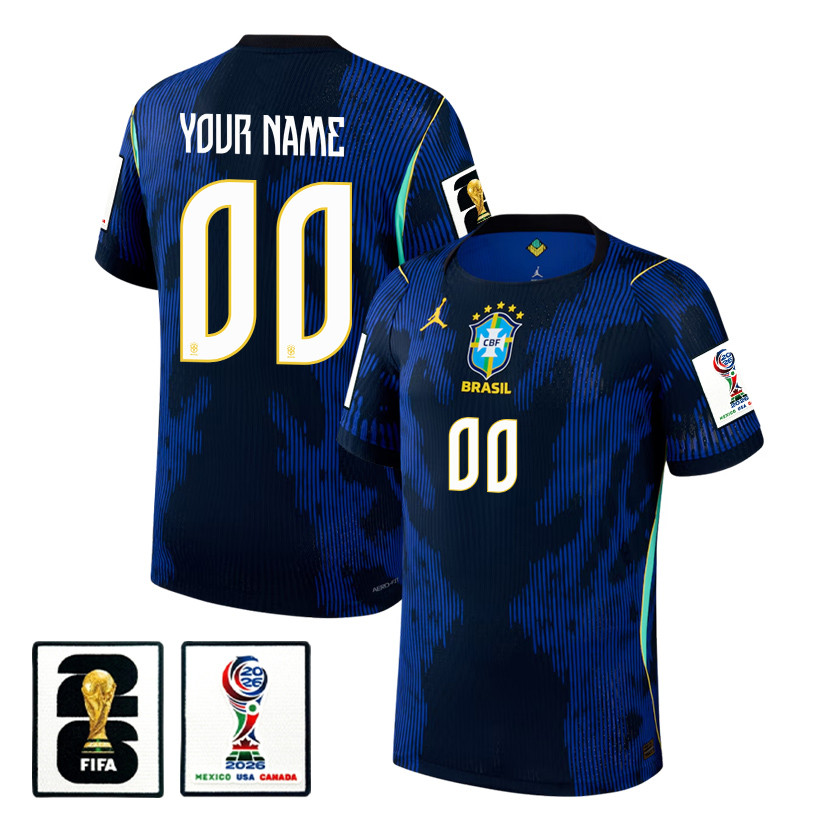Brazil National Team 2026 x World Cup Patch Personalized Away Jersey - Blue, Men - Jersey Teams