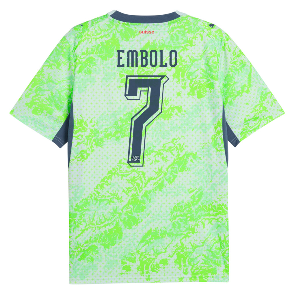 Breel Embolo 7 Switzerland National Team 2026 Away Jersey - Men, Green - Jersey Teams