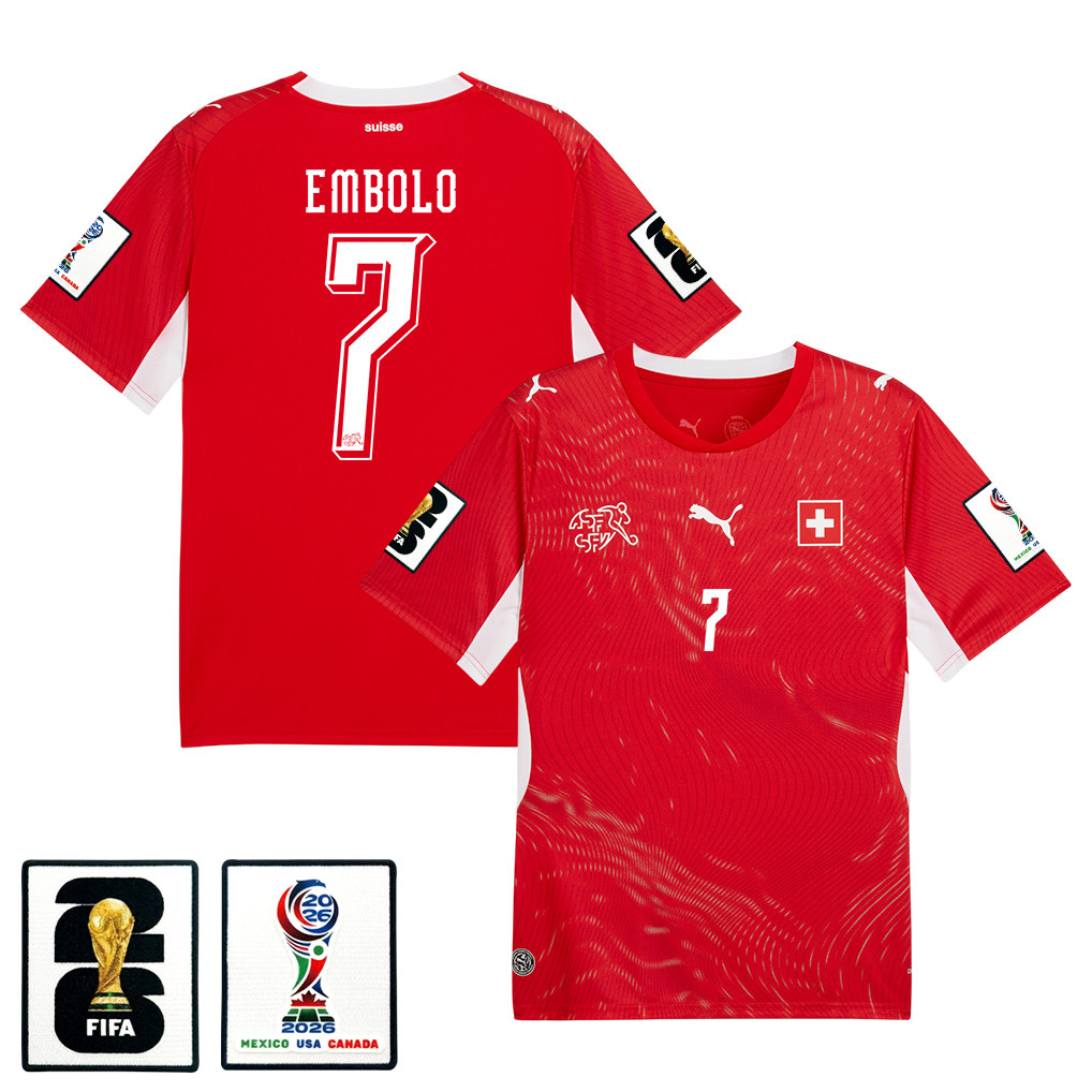 Breel Embolo 7 Switzerland National Team 2026 x World Cup Patch Home Jersey - Red, Men - Jersey Teams