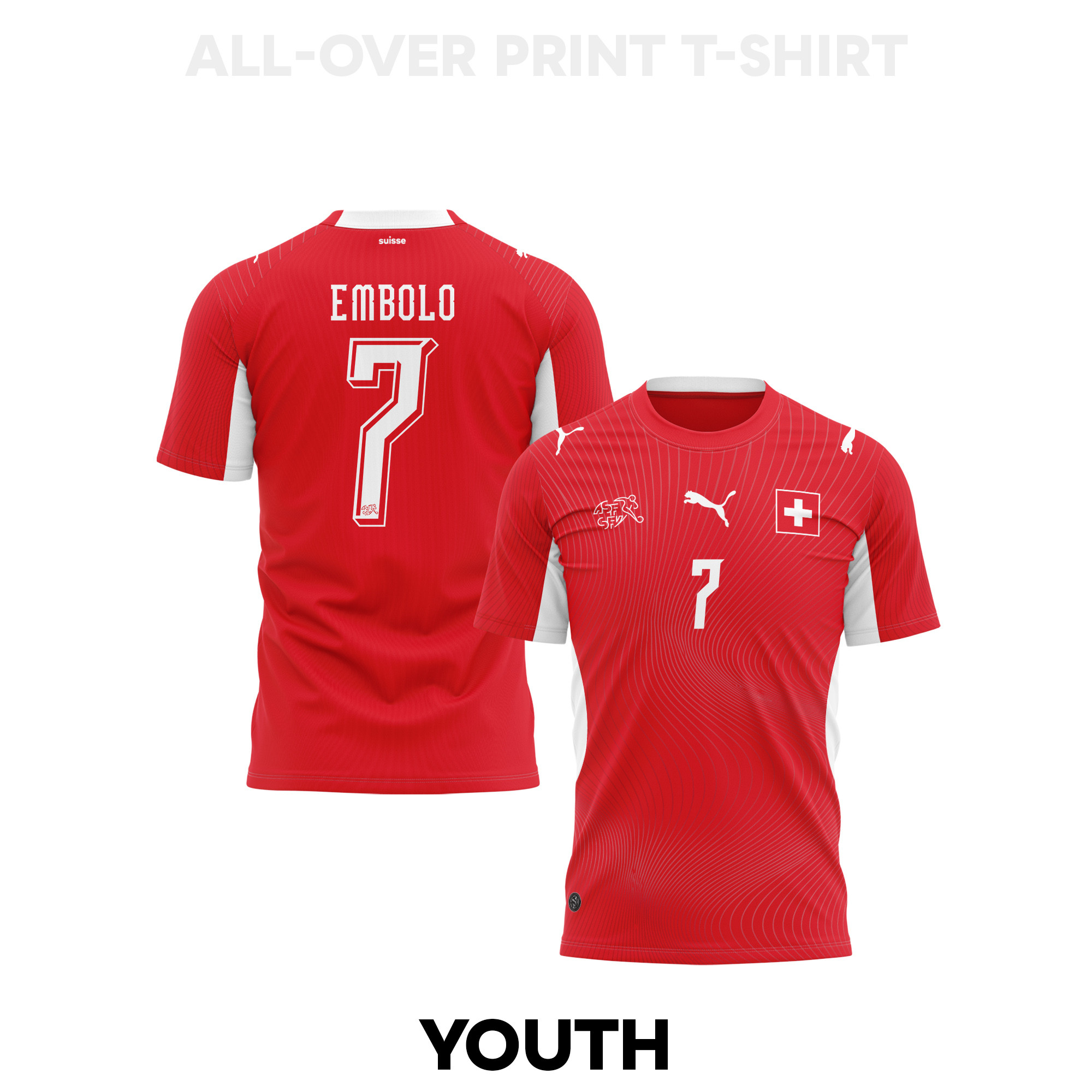 Breel Embolo 7 Youth Switzerland 2026 Home 3D T-shirt Fully Printed – Red - Jersey Teams