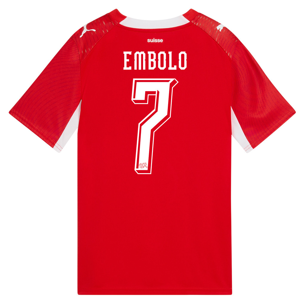 Breel Embolo 7 Youth Switzerland National Team 2026 Home Jersey - Red - Jersey Teams