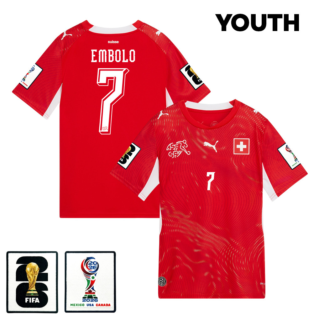 Breel Embolo 7 Youth Switzerland National Team 2026 Home Jersey - Red - Jersey Teams