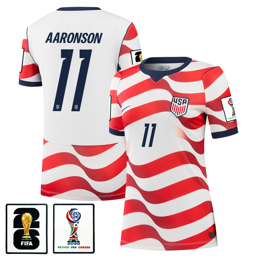 Brenden Aaronson 11 USMNT 2026 Women’s Home Jersey – White – Jersey Teams
