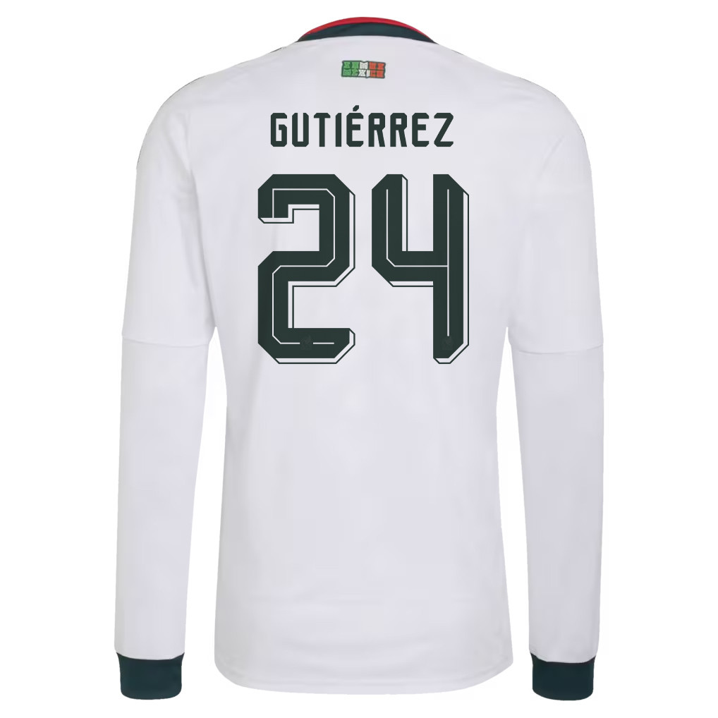 Brian Gutiérrez 24 Mexico National Team 2026 Away Long Sleeve Jersey - White - Jersey Teams
