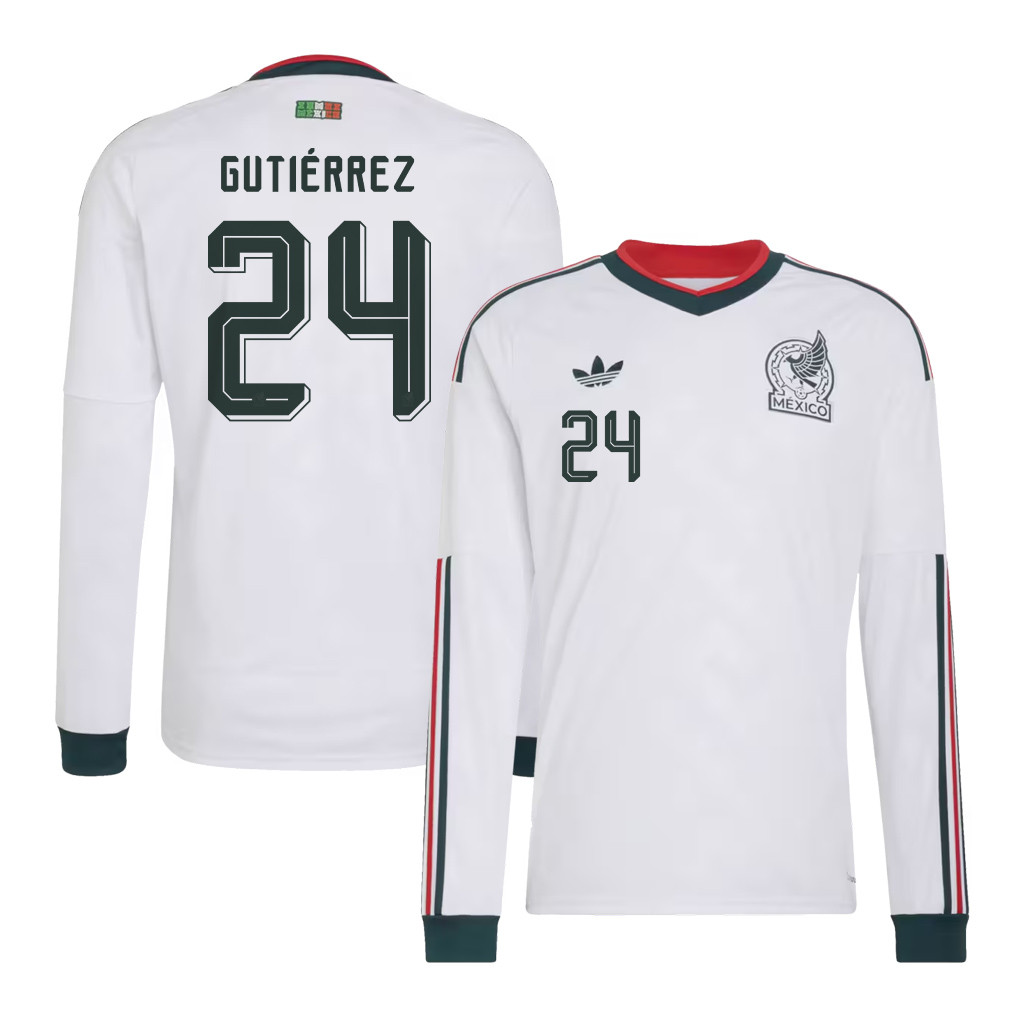 Brian Gutiérrez 24 Mexico National Team 2026 Away Long Sleeve Jersey - White - Jersey Teams