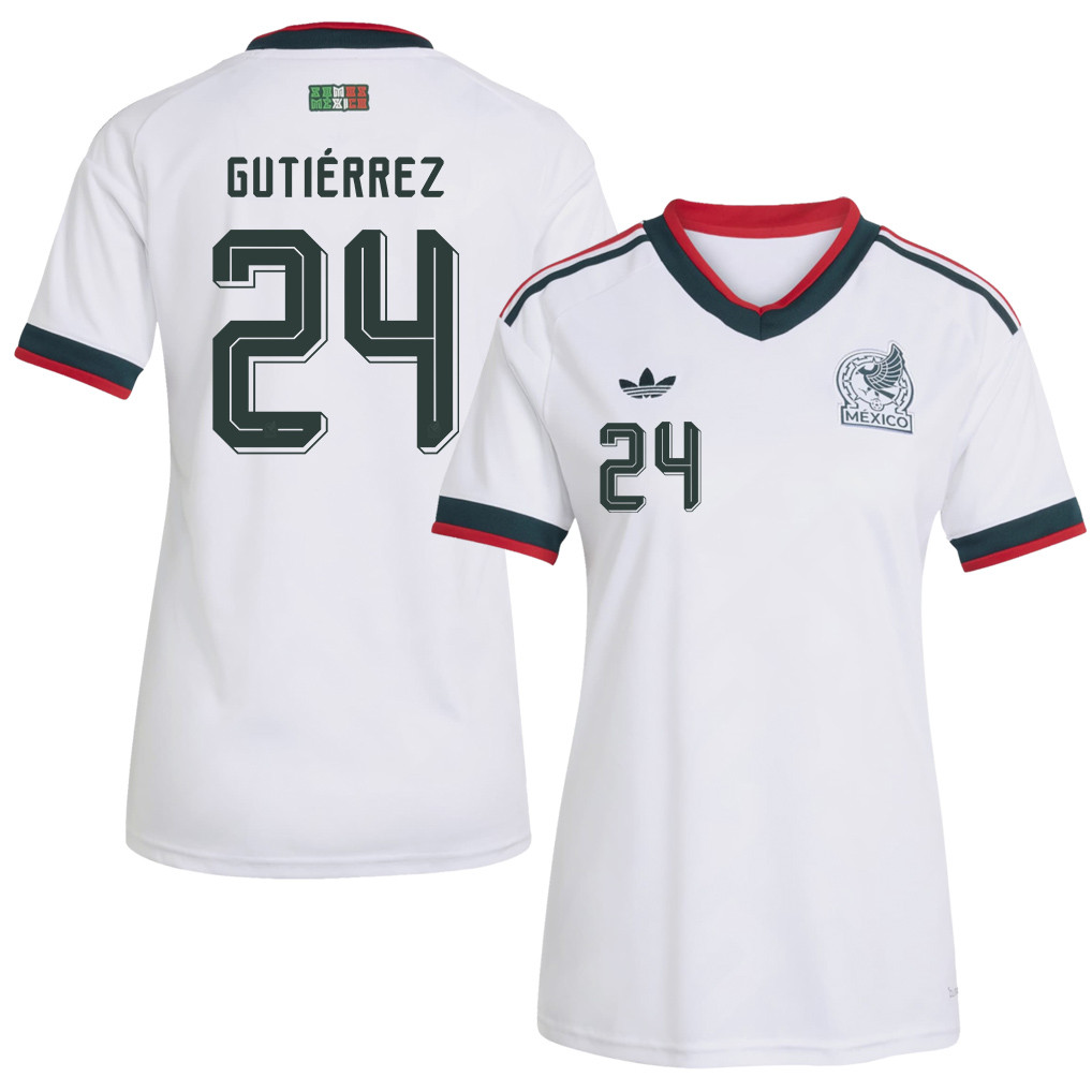 Brian Gutiérrez 24 Women's Mexico National Team 2026 Away Jersey - White - Jersey Teams