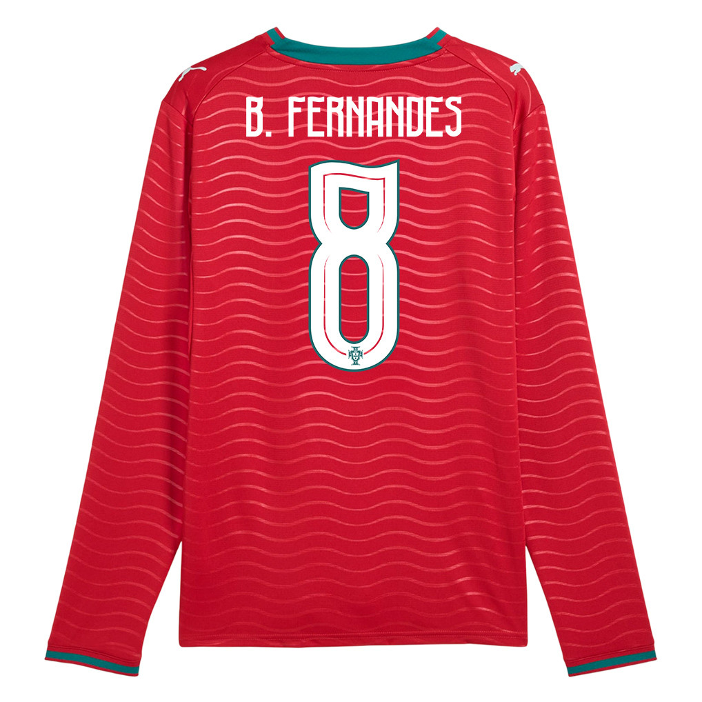 Bruno Fernandes 8 Portugal National Team 2026 Home Long Sleeve Jersey - Red - Jersey Teams