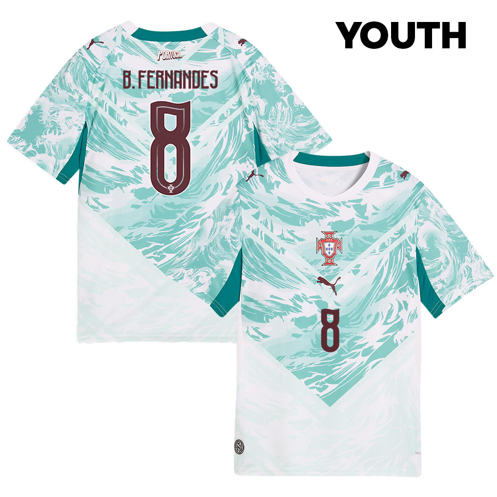 Bruno Fernandes 8 Youth Portugal National Team 2026 Away Jersey - White - Jersey Teams