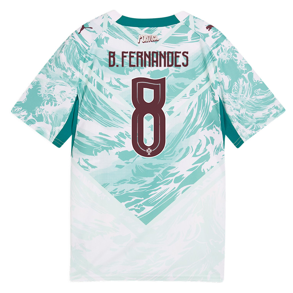 Bruno Fernandes 8 Youth Portugal National Team 2026 Away Jersey - White - Jersey Teams