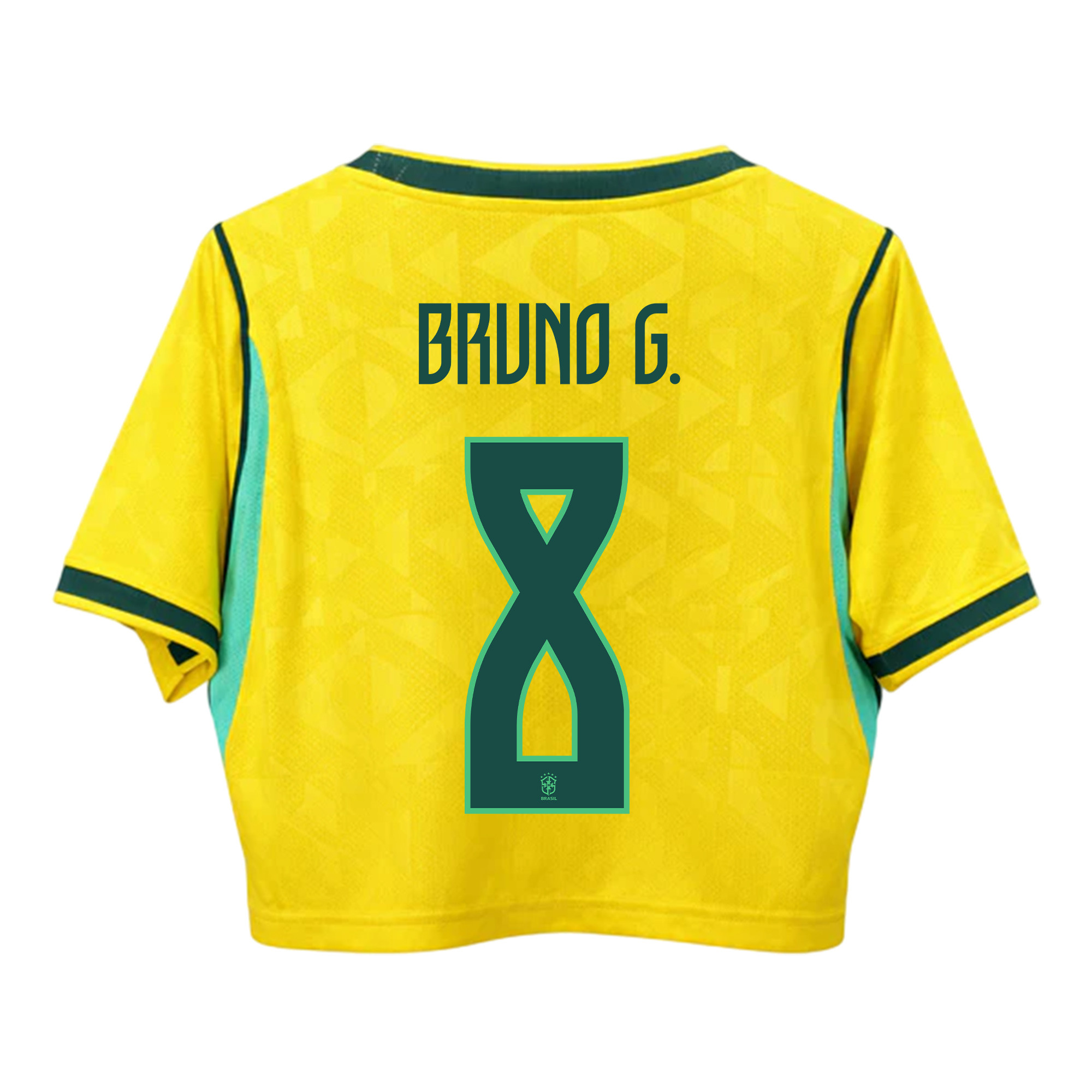 Bruno Guimarães 8 Brazil 2026 Home Women’s Cropped Jersey - Yellow - Jersey Teams
