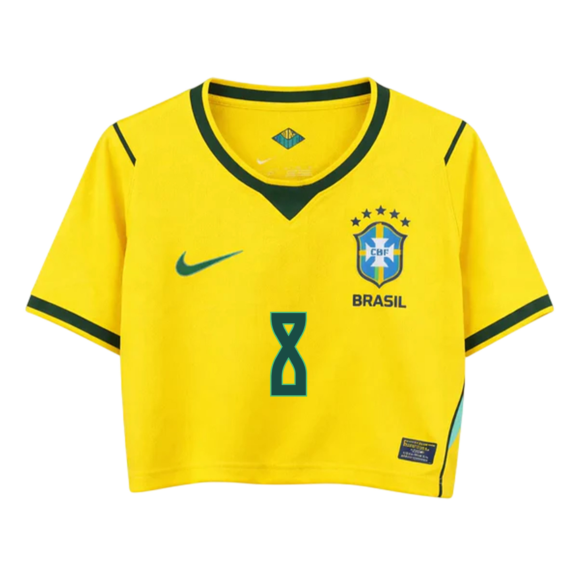 Bruno Guimarães 8 Brazil 2026 Home Women’s Cropped Jersey - Yellow - Jersey Teams