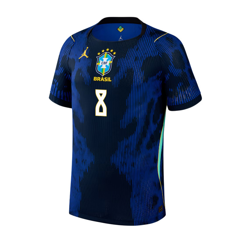 Bruno Guimarães 8 Brazil National Team 2026 x World Cup Patch Away Jersey - Blue, Men - Jersey Teams