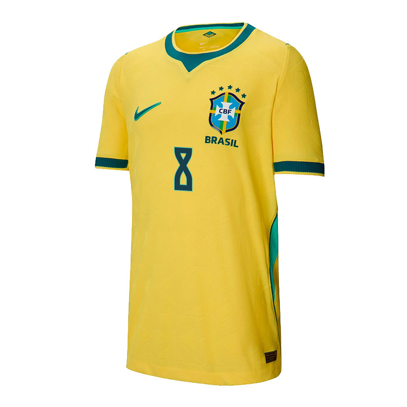 Bruno Guimarães 8 Youth Brazil National Team 2026 Home Jersey - Yellow - Jersey Teams