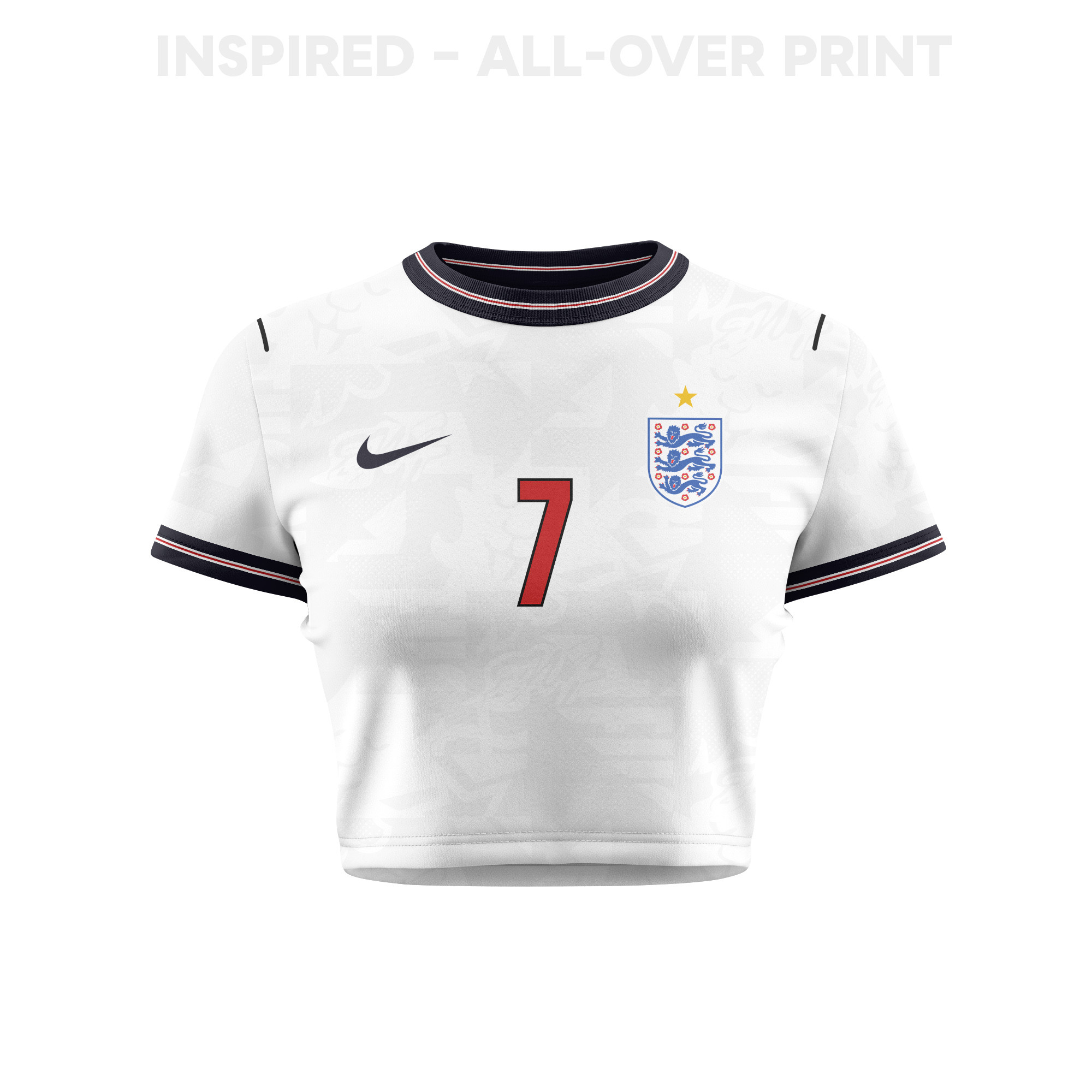 Bukayo Saka 7 England 2026 Women's Home All-Over Print Cropped Jersey - White - Jersey Teams