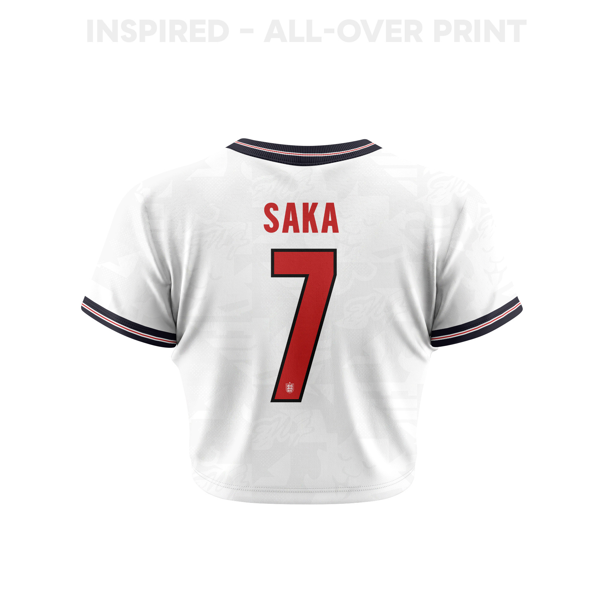 Bukayo Saka 7 England 2026 Women's Home All-Over Print Cropped Jersey - White - Jersey Teams