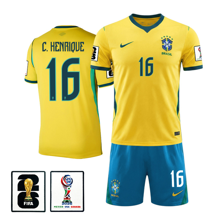 Caio Henrique 16 Brazil 2026 Home Men Jersey & Shorts Set – Yellow – Jersey Teams