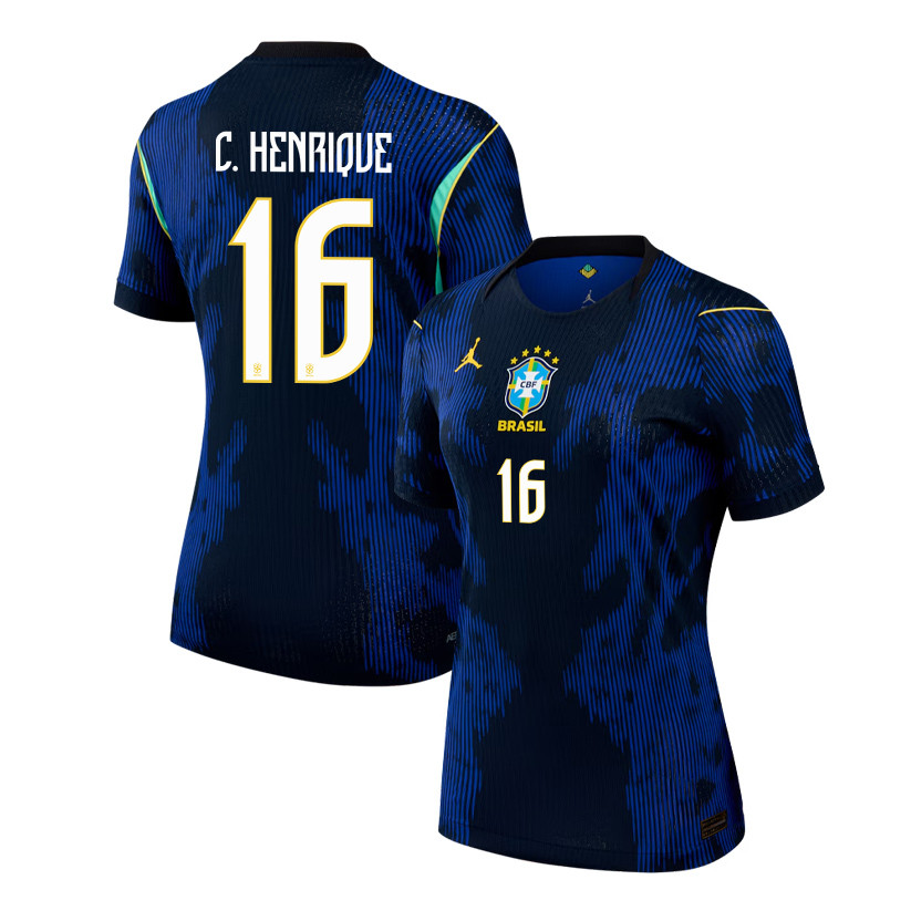 Caio Henrique 16 Women's Brazil National Team 2026 Away Jersey - Blue - Jersey Teams