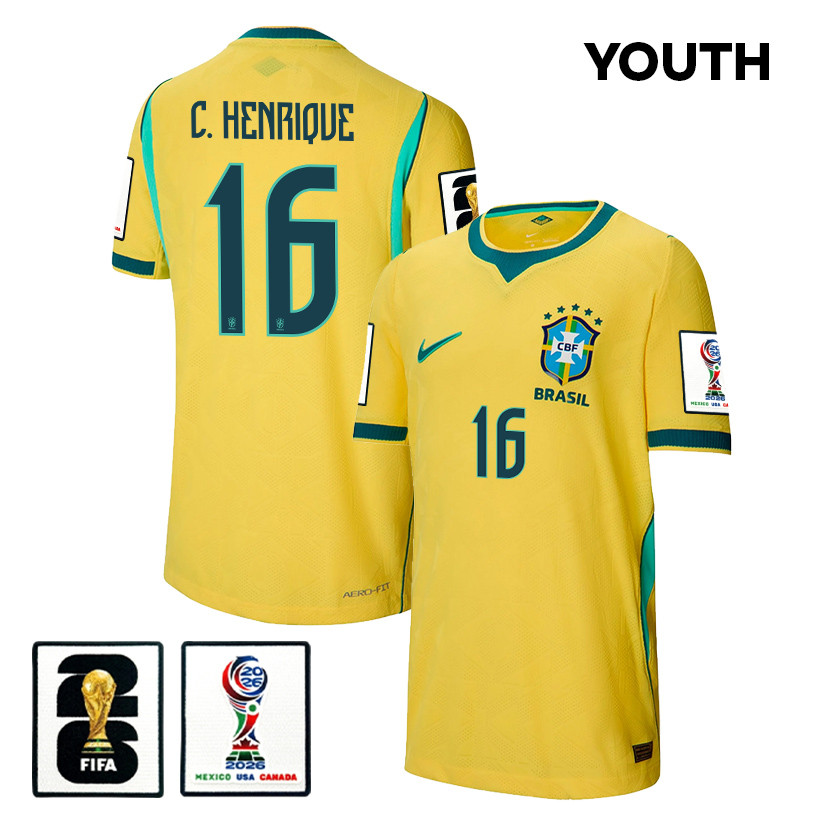 Caio Henrique 16 Youth Brazil National Team 2026 Home Jersey – Yellow – Jersey Teams