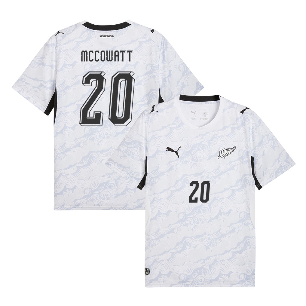 Callum McCowatt 20 New Zealand National Team 2026 Away Jersey - White, Men - Jersey Teams