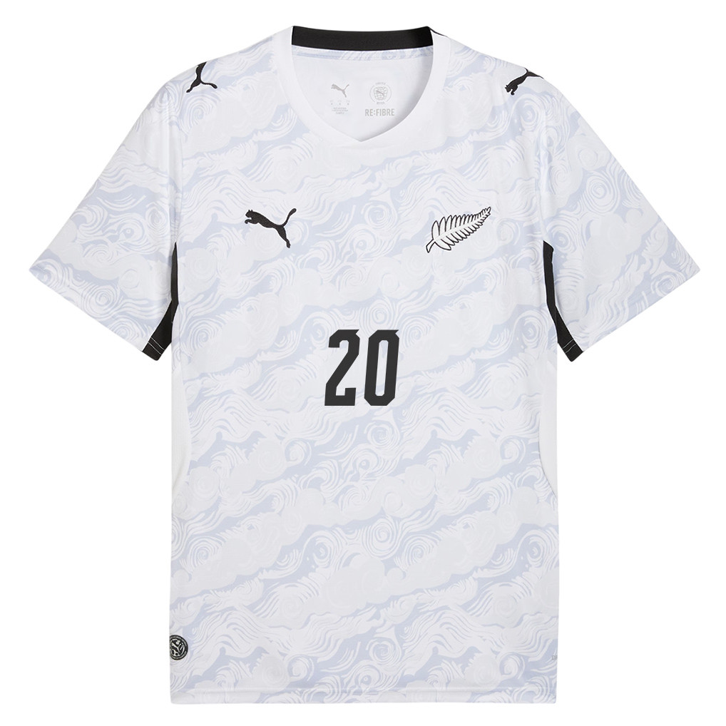 Callum McCowatt 20 New Zealand National Team 2026 Away Jersey - White, Men - Jersey Teams